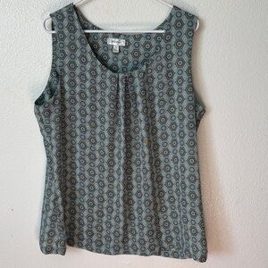 Dressbarn Hexagon Pattern Sleeveless Top - Blue and Brown